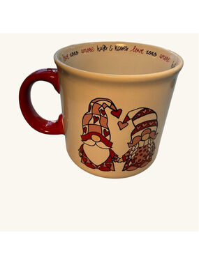 Valentine Gnome Mug Love XOXO Coffee Cup Novogratz Red Handle Cute
